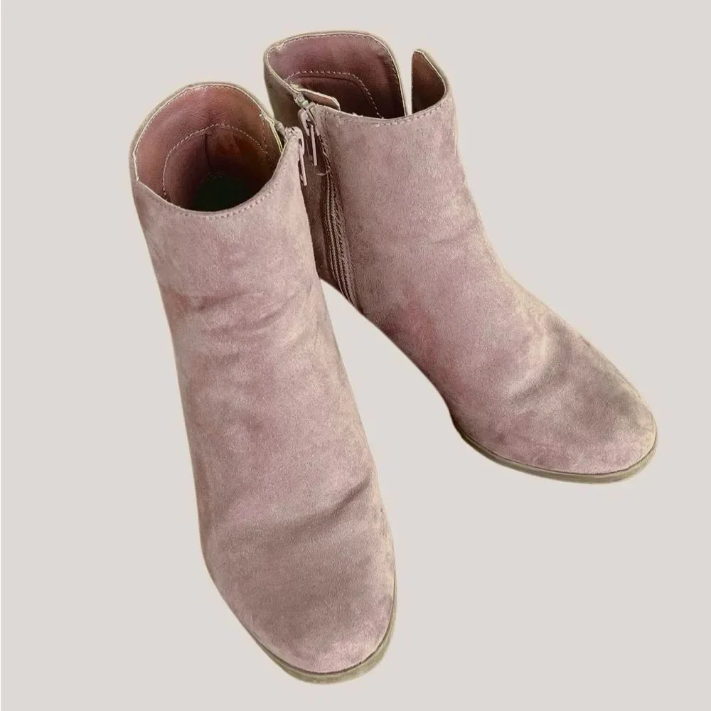 Style & Co Haidynn Taupe Suede Wedge Ankle Boots Zip Booties Women’s 7